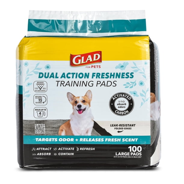Almohadillas de adiestramiento para cachorros Glad for Pets, carbón activado, 23 x 23 cm, 100 unidades