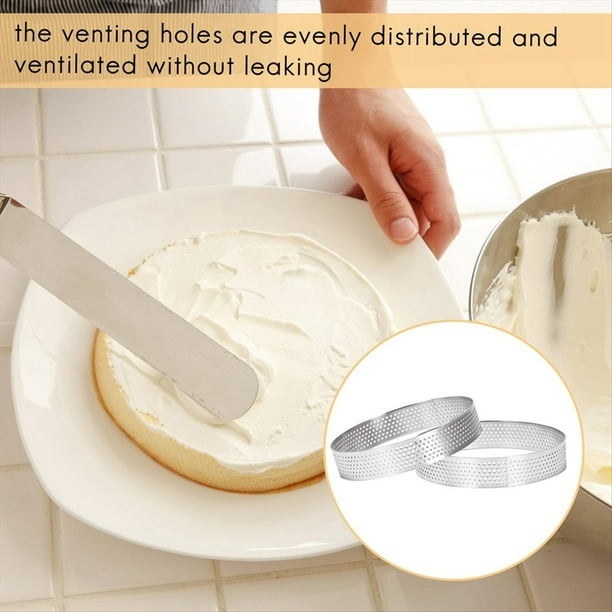 20 Piezas de Anillos Circulares para Tarta de 10 cm con Agujeros de Acero Inoxidable para Pizza, Postre, Pastel, Mousse, Molde para Hornear en la Cocina, Herramienta de Moldeo