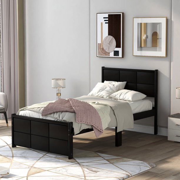 Twin Size Bed Frame For S Kids Yofe Wood No Box Spring Needed S Kids Yofe Wood Twin Bed Frame, Can A Headboard Fit On Any Bed Frame