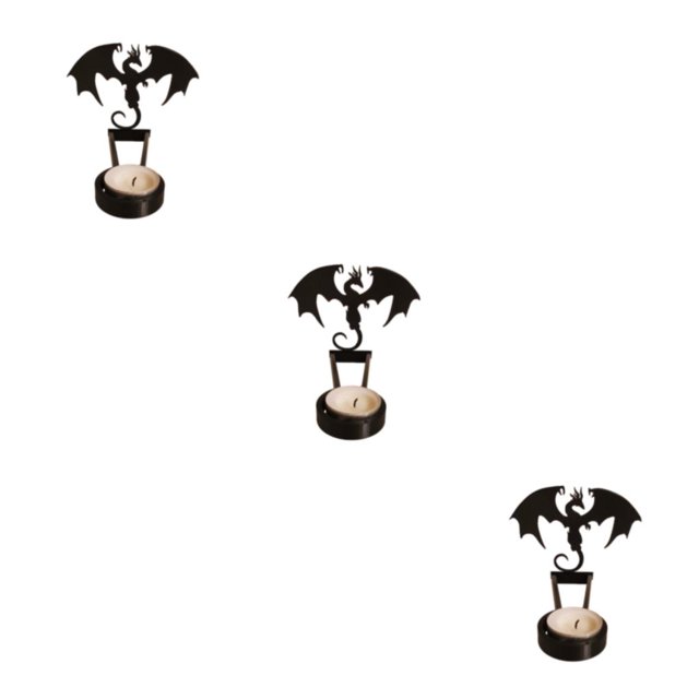 Transemion Stainless Steel Classic Pattern Candle Holders With Vivid Images For Halloween Decor Spooky I 3Set