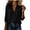 *Black, variant on Women's 3/4 Sleeve Button Down Shirt,Casual Solid Color V Neck Blouse with Chest Pockets Green,Women's Plus XL