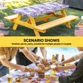 thumbnail image 6 of Purple Flowers Table Cloths for 3 Foot Rectangle Tables, Butterfly Spring Floral Checkered Farmhouse Patio Waterproof Elastic Fitted Tablecloths, Washable Rectangular Table Cover for Camping, 6 of 8