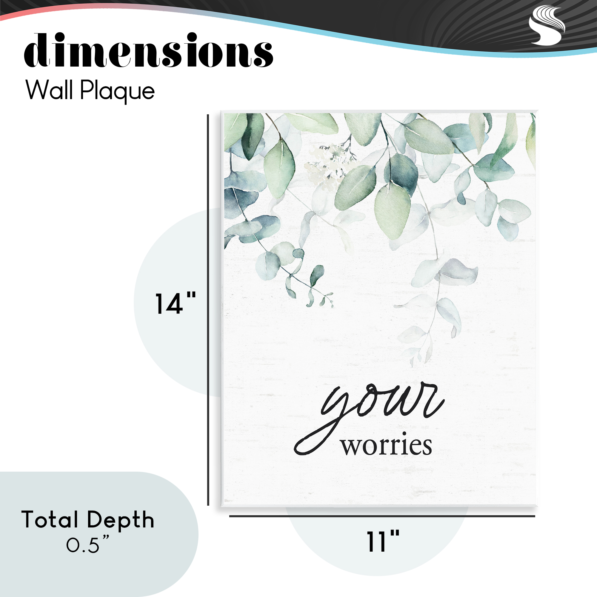 Your Worries Eucalyptus Wall Plaque Art, design by Lettered and Lined