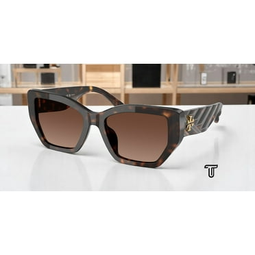 Tory Burch TY 7187U Plastic Womens Irregular Polarized Sunglasses Dark Tortoise 53mm Adult