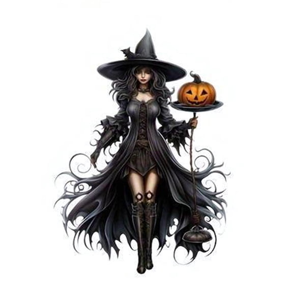 Witch Halloween Ornaments Decor, 2D Acrylic Gothic Witch Pendant for Car Rearview Mirror Ornament, Spooky Vintage Hanging Decorations for for Car, Bag, or Home