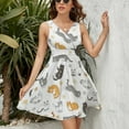 thumbnail image 3 of Funny Cartoon Cute Cat Red Orange Gray Dress Fashion Beach Long Dresses Female Party Printed Sundress, 3 of 7