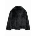thumbnail image 6 of Female Faux Fur Coat Faux Fur Jacket Long Sleeve Lapel Furry Winter Jackets Parka Short Coat Black L, 6 of 9
