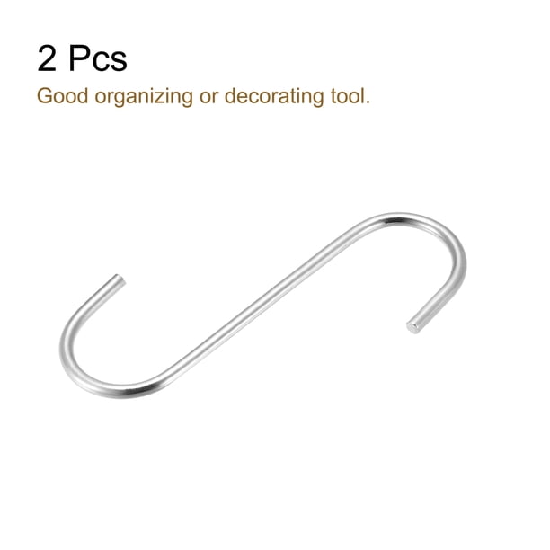 Uxcell Extra Long S-Shaped Hanging Hooks – 16 Inch / 400mm Steel Hangers, 66 Lbs Load, Silver Tone, 2-Pack, For Garden, Closet, Kitchen, Garage & Workshop