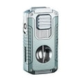 thumbnail image 2 of 5 in 1 Cigar Lighter with Cigar Cutter V Cut, Cigar Punch, Cigar Draw Enhancer, Cigar Holder, Refillable Butane Torch Lighter Gift for Men, Windproof Triple Jet Flame Lighter for Smoking, 2 of 9