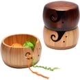 thumbnail image 3 of Yarn storage bowl, solid wood yarn crochet bowl with cover, yarn ball holder for knitting， bowl with hole for knitting and crocheting, wool storage bowl with cover ( Color : Brown , Size : 3.14*5.90in, 3 of 5