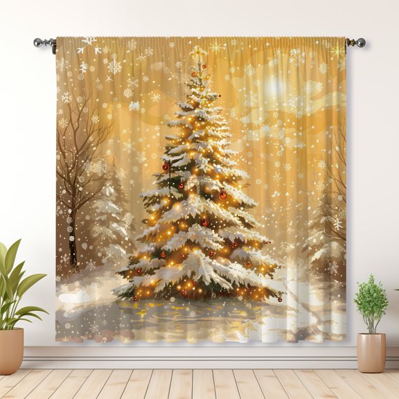 Christmas Theme Style Curtains Merry Christmas Curtains Blackout Curtains Suitable For Room Bedroom Decoration Christmas Gifts(Rod pocket)