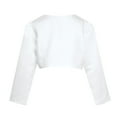 thumbnail image 2 of zdhoor Kids Girls Long Sleeves Bolero Jacket Shrug Short Cardigan Sweater Wedding Prom Dress Cover Up White 150, 2 of 6