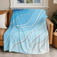 thumbnail image 4 of Blue White Beach Coastal Throw Blankets, Abstract Geometric Ocean Waves Soft Fleece Blanket Decorative for Home Sofa Couch Chair Living Bedroom, 40x50 inches,, 4 of 8