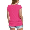 thumbnail image 4 of Olyvenn Stylish Womens Summer Tops Dressy Casual Cap Sleeve T Shirts for Women V Neck Ruched Tops Basic Tank Fashion Trendy Hot Pink L, 4 of 9