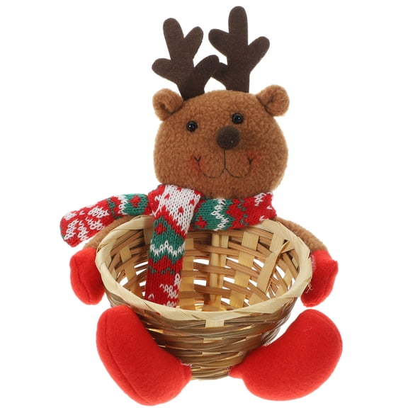 ELAYARD Multi-Color Christmas Candy Basket with Soft PP Cotton Filling, Festive Holiday Desktop Decoration for Seasonal Display