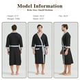 thumbnail image 3 of FashGudim 100% Cotton Knit Robe for Men Lightweight Summer Robes Thin Kimono Bathrobes Knee Length (Black/Grey,L/XL), 3 of 6