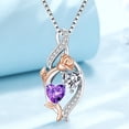 thumbnail image 4 of Taioiat Double Birthstone Necklaces for Women 18K Gold Plated Birthstone Rose Flower Jewelry Anniversary Valentines Day Mother's Day Birthday Gifts for Her Wife Girlfriend Mom, 4 of 7