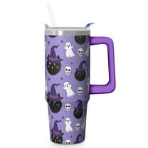 Halloween Tumbler 30 oz with Handle and Straw Witch Pumpkin Ghost Travel Cup Halloween Party Gifts Insulated Bottle