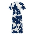 thumbnail image 5 of VBTAPA Womens Summer Dresses V Neck Floral Printed Maxi Dress Short Sleeve Casual Beach Dresses Trendy Flowy Vacation Sundresses Navy L, 5 of 6