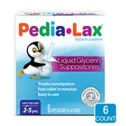 Pedia-Lax Laxative Liquid Glycerin Suppositories for Kids, Ages 2-5, 6 Count