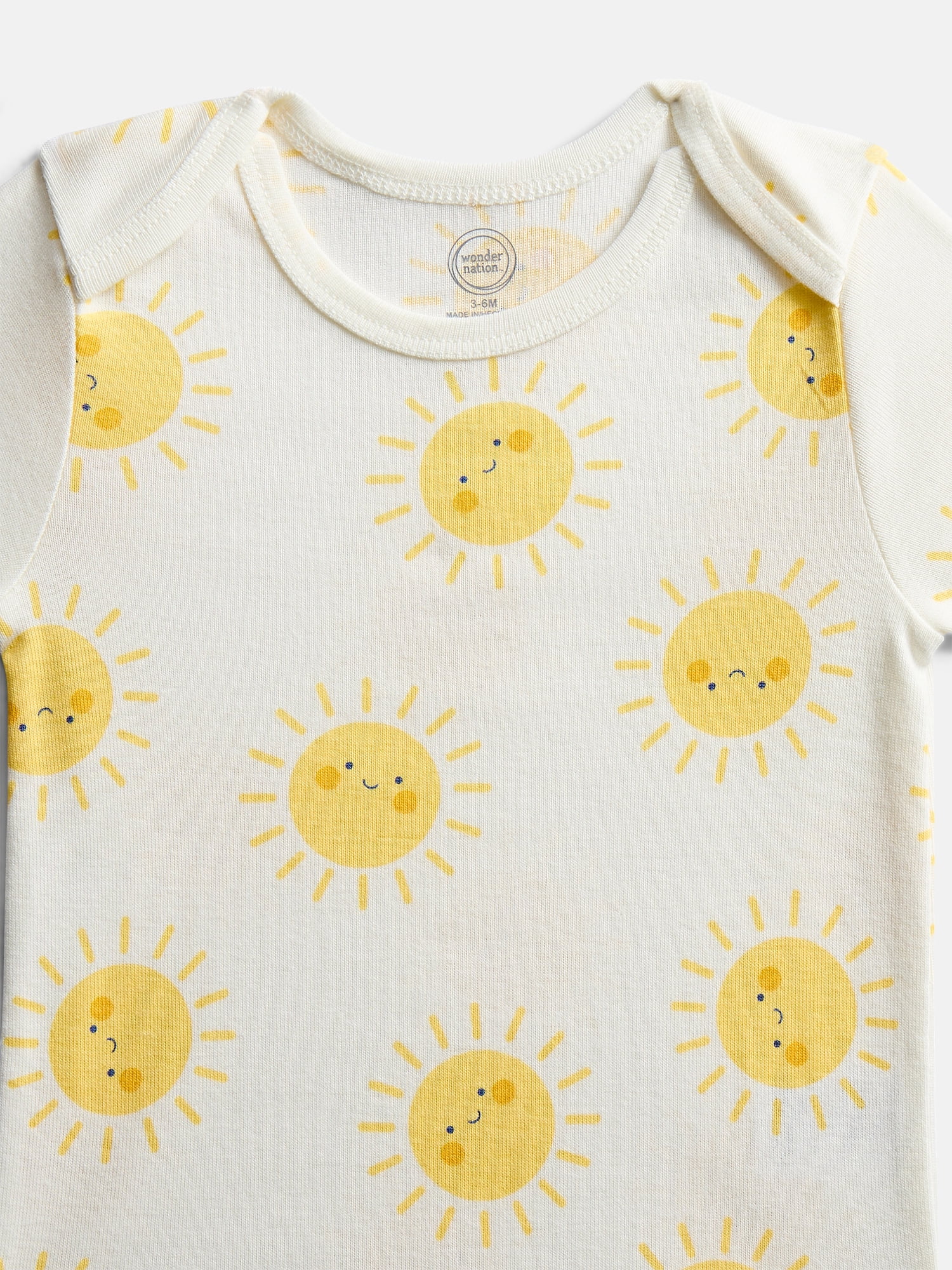 Wonder Nation Organic Cotton Baby Boys or Girls Short Sleeve Cotton Bodysuit, 4-Pack, Sizes 0/3 Months-6/9 Months