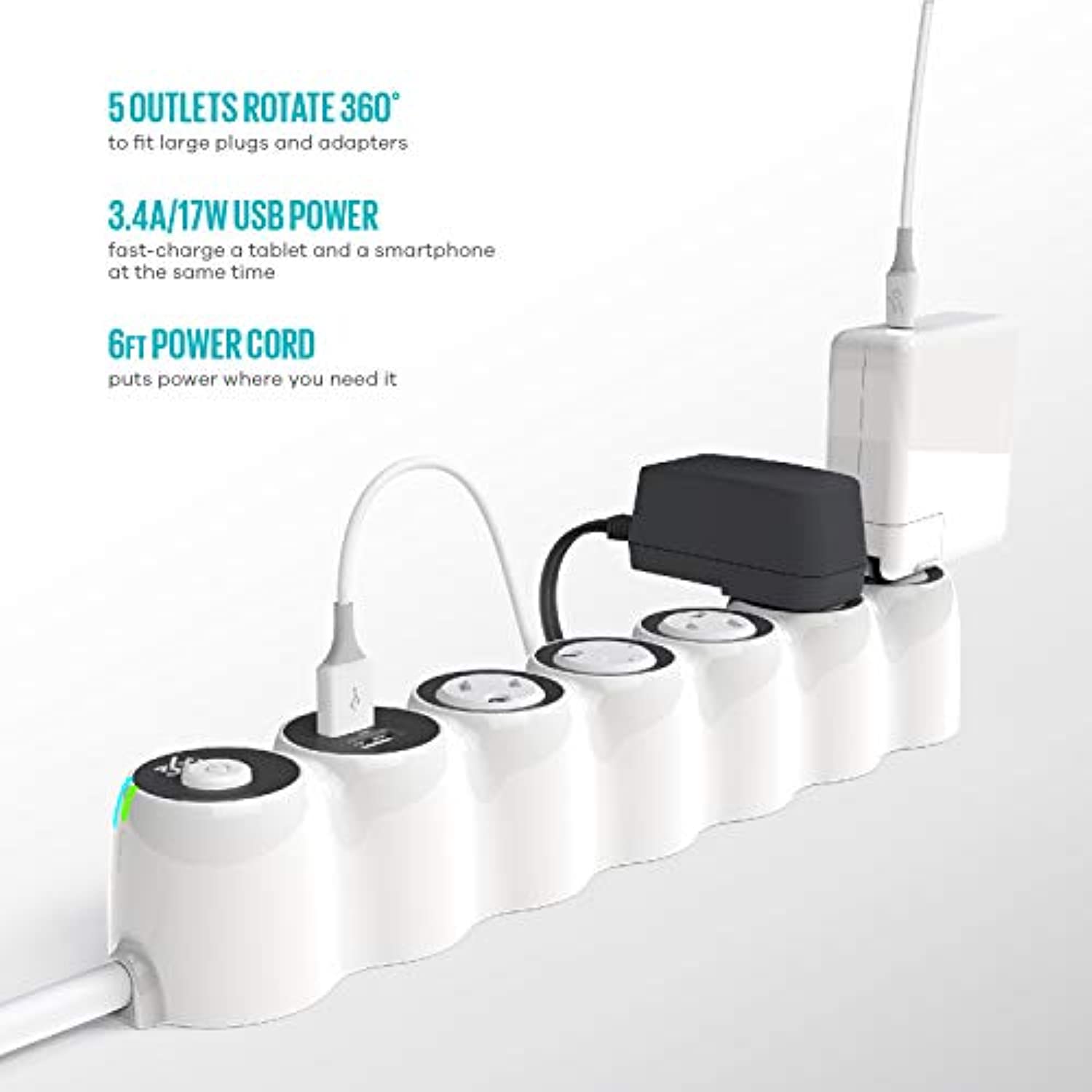 360 Electrical 107682 6 ft. 5-Outlet Surge Strip