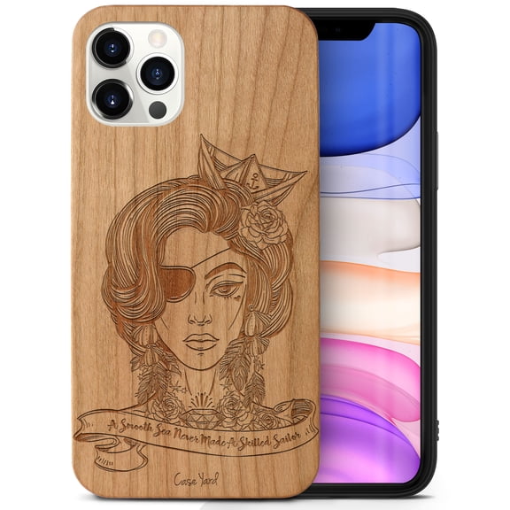 Case Yard Wooden Case Outside Soft TPU Silicone, Slim Fit Shockproof Wood Protective Phone Cover for Girls Boys Men and Women, Supports Wireless Charging Skillful Sailor Design case for iPhone-11-Pro