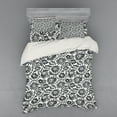 thumbnail image 1 of Black and White Duvet Cover Set, Simple Floral Motifs Tropical Island Vegetation in Monochrome Doodle Style, Bedding Set with Shams and Fitted Sheet, 3 Sizes, by Ambesonne, 1 of 3
