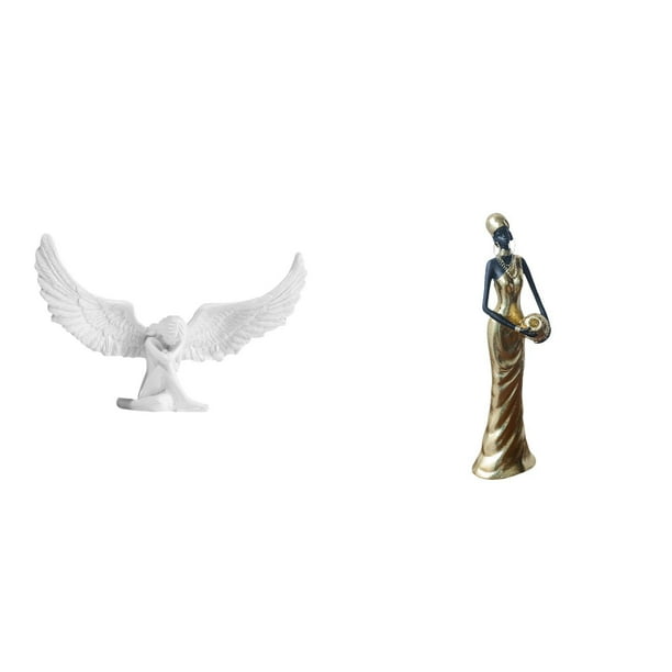 Escultura De Resina De Dama Angelical Con Influencia Tribal Africana, Elegante Adorno Decorativo Para El Hogar, La Oficina, La Estantería Y El Pasillo.