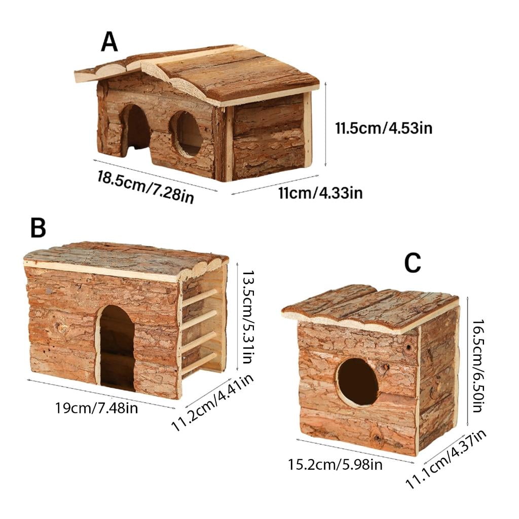 Small Hideouts Cabin Wood Shelter House Scratchproof Hamster Cage Playhouse Squirrels Cage Accessory Furniture