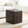 thumbnail image 2 of Cortesi Home Braque Espresso Cube Ottoman in  Vinyl, 2 of 8