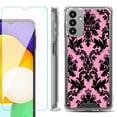 thumbnail image 1 of Shockproof Bumper Phone Case for Samsung Galaxy A13 5G, with Tempered Glass Screen Protector, by OneToughShield ® - Victorian Pink/Black, 1 of 3