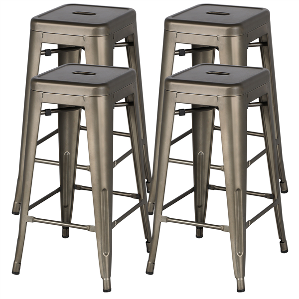Yaheetech Set of 4 Metal Bar Stools Vintage Counter Bar Stool Stackable