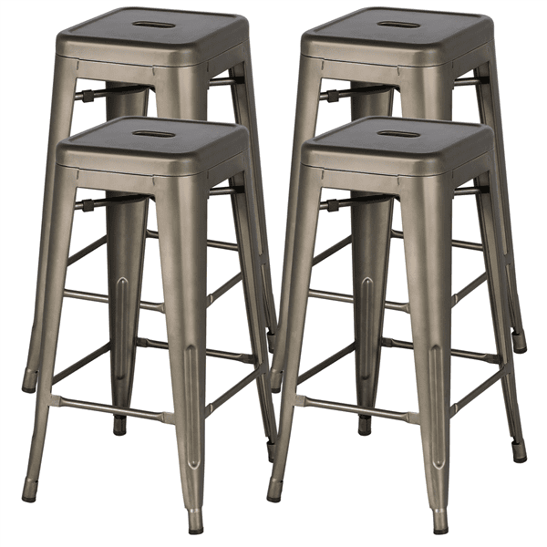 Yaheetech Set Of 4 Metal Bar Stools Vintage Counter Stool Stackable Chairs Heavy Duty 30 For Bistro Patio Café Restaurant Dining Room Kitchen Com Yaheetech Set Of 4 Metal Bar Stools, Outdoor Metal Bar Stools Set Of 4
