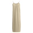 thumbnail image 4 of Backless Cami Dress Womens Summer Sleeveless Maxi Dress Beach Boho Dresses (Beige S), 4 of 4