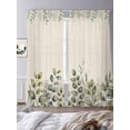 thumbnail image 3 of Eucalyptus Sheer Curtains 96 Inch Length 2 Panels Set, Sage Green Farmhouse Leaf Pastoral Plant Voile Window Treatment Semi Sheer Long Curtains Drapes for Bedroom/Living Room/Kitchen 52"x96"x2, 3 of 7