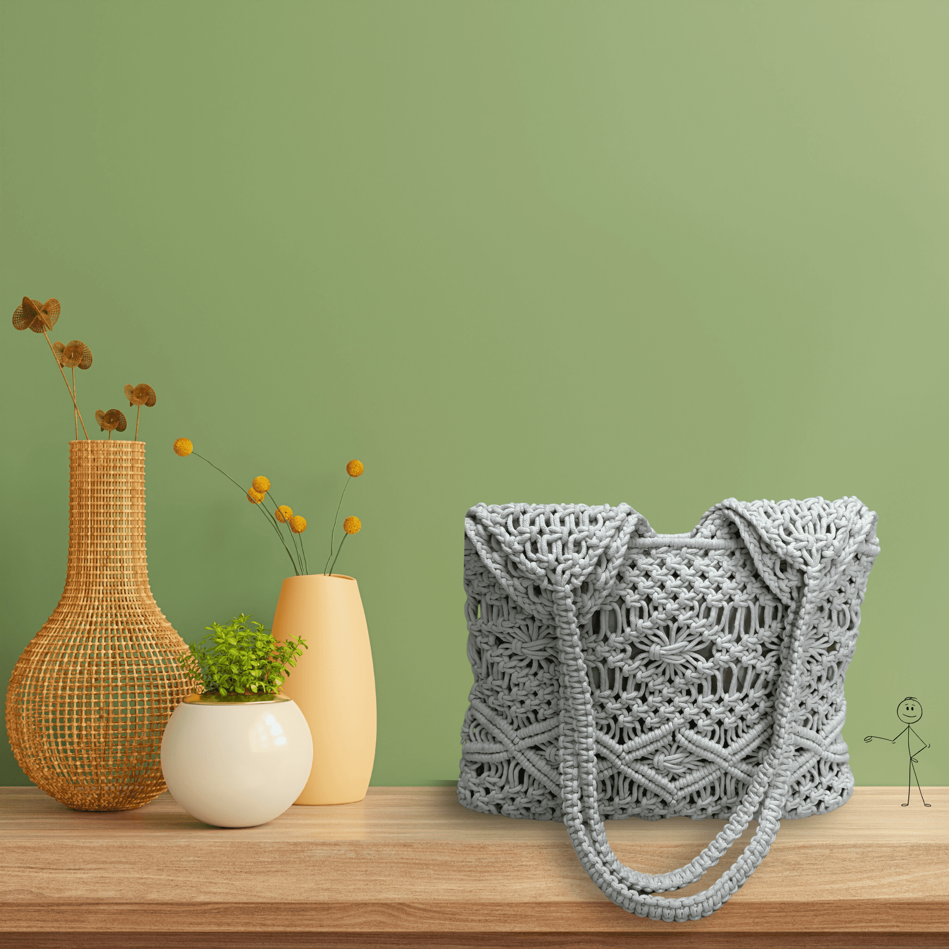 Fibre Gold Handcrafted Macramé Tote Bag – Boho Chic Shoulder Bag for Women (Grey)