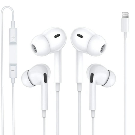 2 Pcs for Apple Earbuds with Lightning Connector(Built-in Microphone & Volume Control) in-Ear Stereo Headphone Headset Compatible with iPhone 12/SE/11/XR/XS/X/7/7 Plus/8/8Plus - Support All iOS System