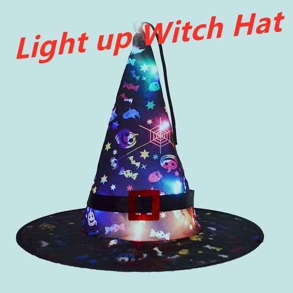 Halloween Decorations Lighted Witch Hats 1 Pack 15x14 Inch Glowing Cosplay Party Costume Witch Hat for Outdoor Garden Yard Christmas Tree