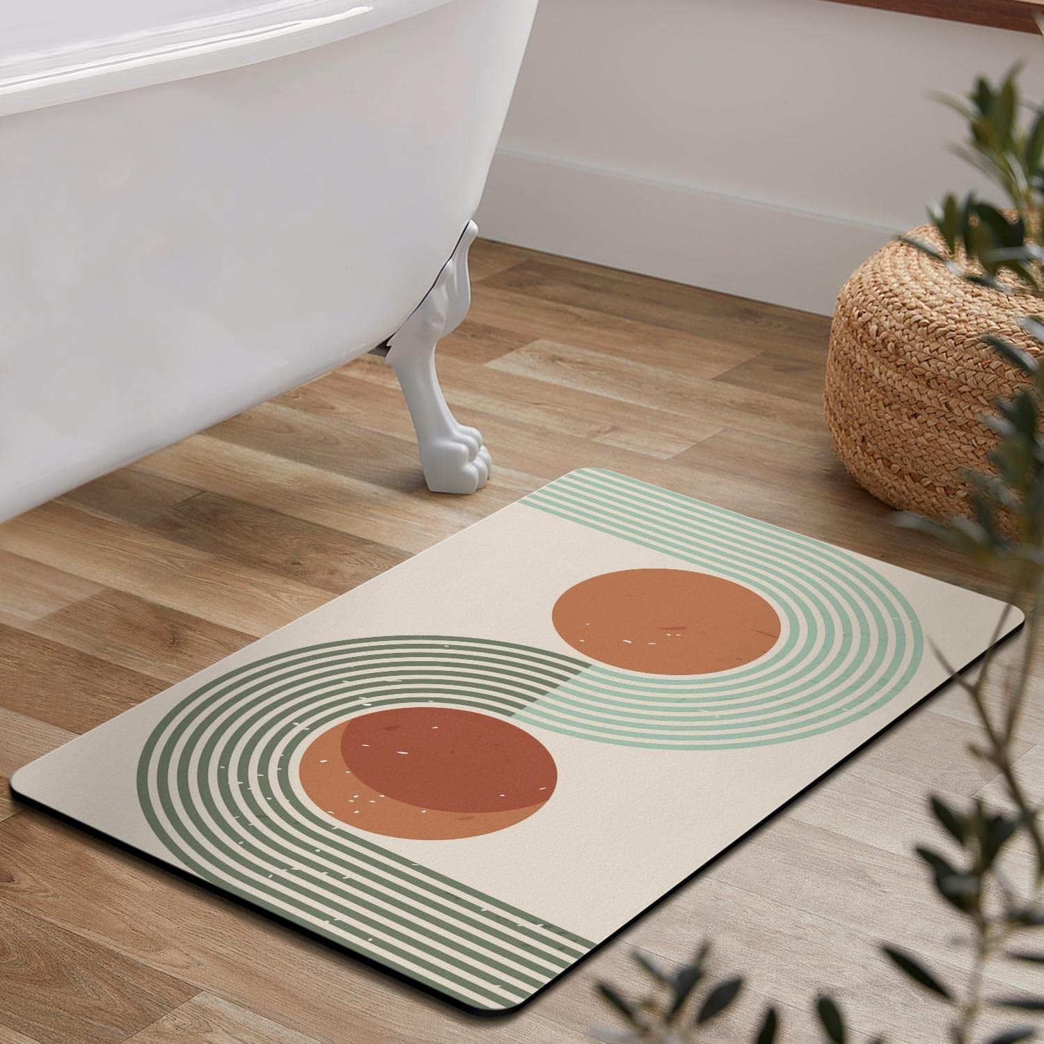 Nutksea Boho Bathroom Rugs Cute Bath Mat Non-Slip Modern Abstract Minimalism Boho Bathroom Mat Soft Machine Washable Boho Floor Mats,17''''x27''''