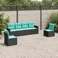 thumbnail image 1 of vidaXL 6 Piece Garden Sofa Set with Cushions Black Poly Rattan, 1 of 5