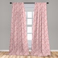 thumbnail image 5 of Ambesonne Watercolor Curtains, Bird on Branch, Pair of 28"x84", Coral Dried Rose White, 5 of 5