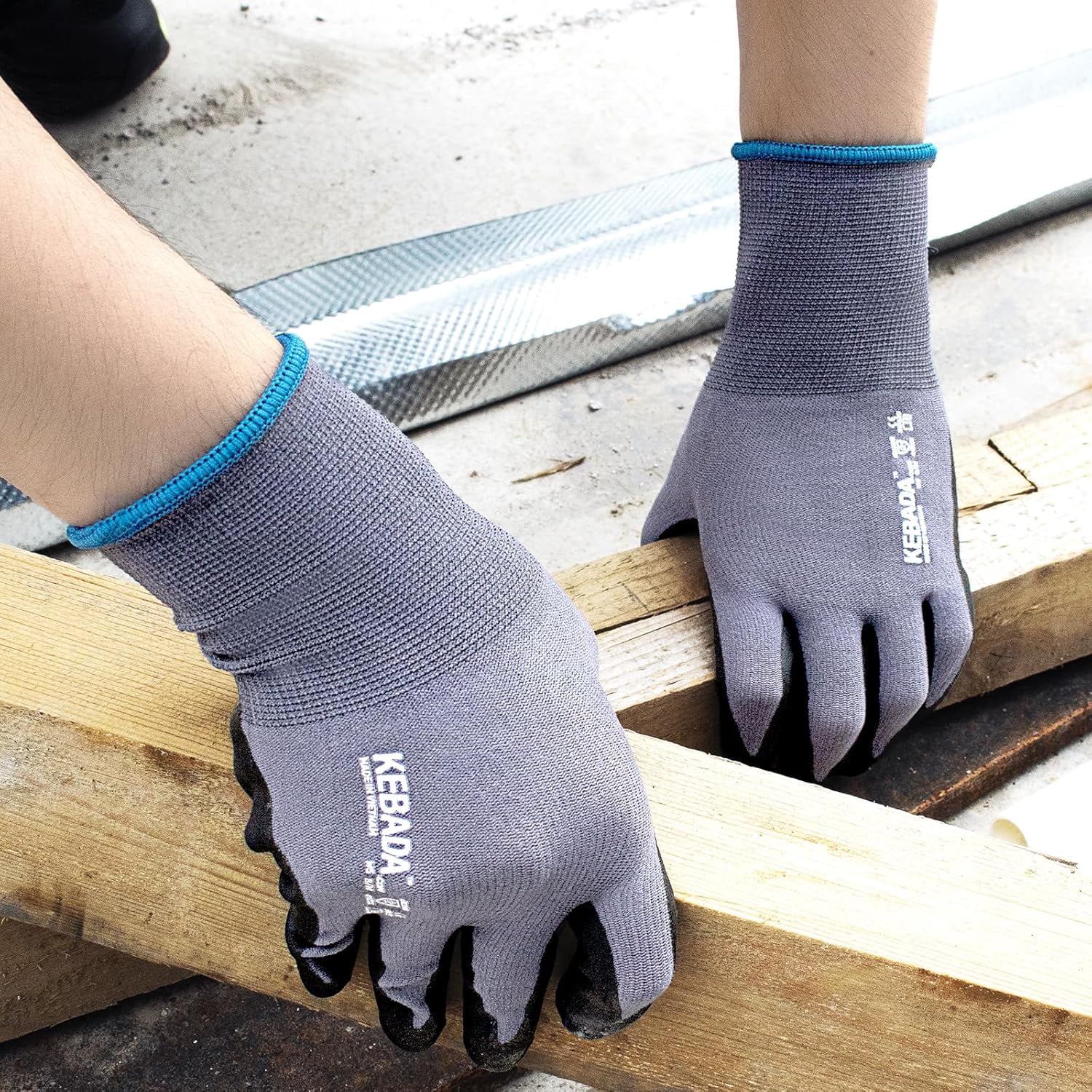 60 Pairs KEBADA Nitrile Coated Work Gloves, Abrasion-Resistant, Grip Gloves for Gardening, Warehouse, Mechanics, and Light Construction, Small