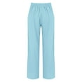 thumbnail image 5 of Endives Women's Casual Pants Solid Color Cotton Linen Button Down Wide Leg Long Pants With Loose Outer Pockets, 5 of 8