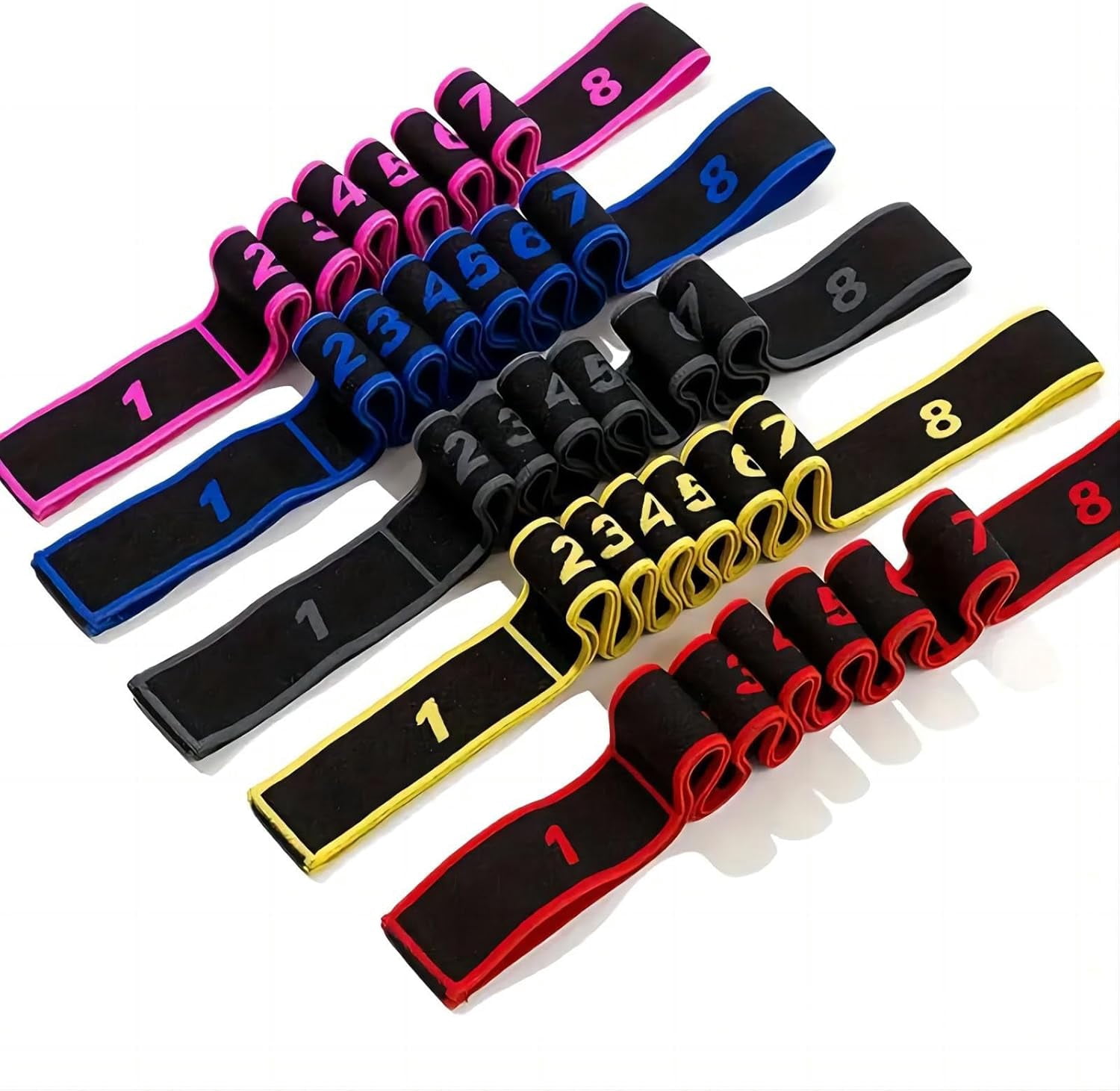 Fitness Resistance Band for Stretching and Yoga, 8-Loop Numbered Resistance Band for Full Body Workout