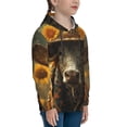 thumbnail image 3 of Daiia Sunflower Cowboy Hat Cow for Boys Fashion Hoodies & Sweatshirts with Kangaroo Pocket,Hooded Sweatshirt for Kid, Breathable& Moisture Wicking-Small, 3 of 6