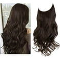 thumbnail image 1 of GHSDFBB Extension de Cheveux Invisible Filaire Brun Foncé Ondulé Bouclé Long Postiche Synthétique 16 Pouces Bandeau Transparent Réglable pour Femmes Sans Pince, 1 of 6