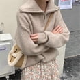 thumbnail image 4 of Women's Long Sleeve Sweater Loose Fit Fall Quarter Zip Pullover Sweaters for Casual Daily Wear Office, 4 of 5