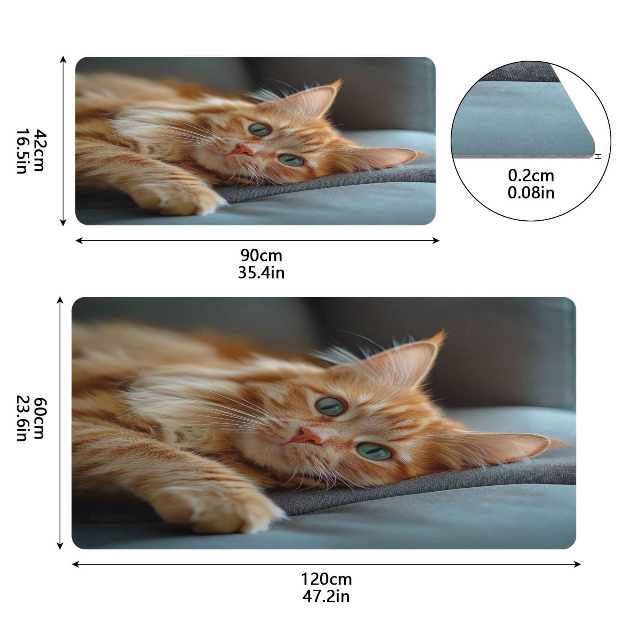 Leather Keyboard and Mouse Desk Mat Office Desk Accessories Protective Office Desk Decor Desk Pad Mat for Gaming, Work from Home, Office Orange Cat Lying on Sofa 16.5" x 35.4"