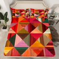 thumbnail image 2 of Manfei Modern Geometric Stripes Bed Sheets,Geometric Lines Aesthetic King Sheets,Brown Orange Pink Sheet Set For Kids,Ultra Soft Home Decor,4 Pieces, 2 of 7